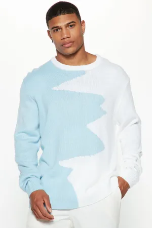 Abstract Two Tone Sweater - Light Blue