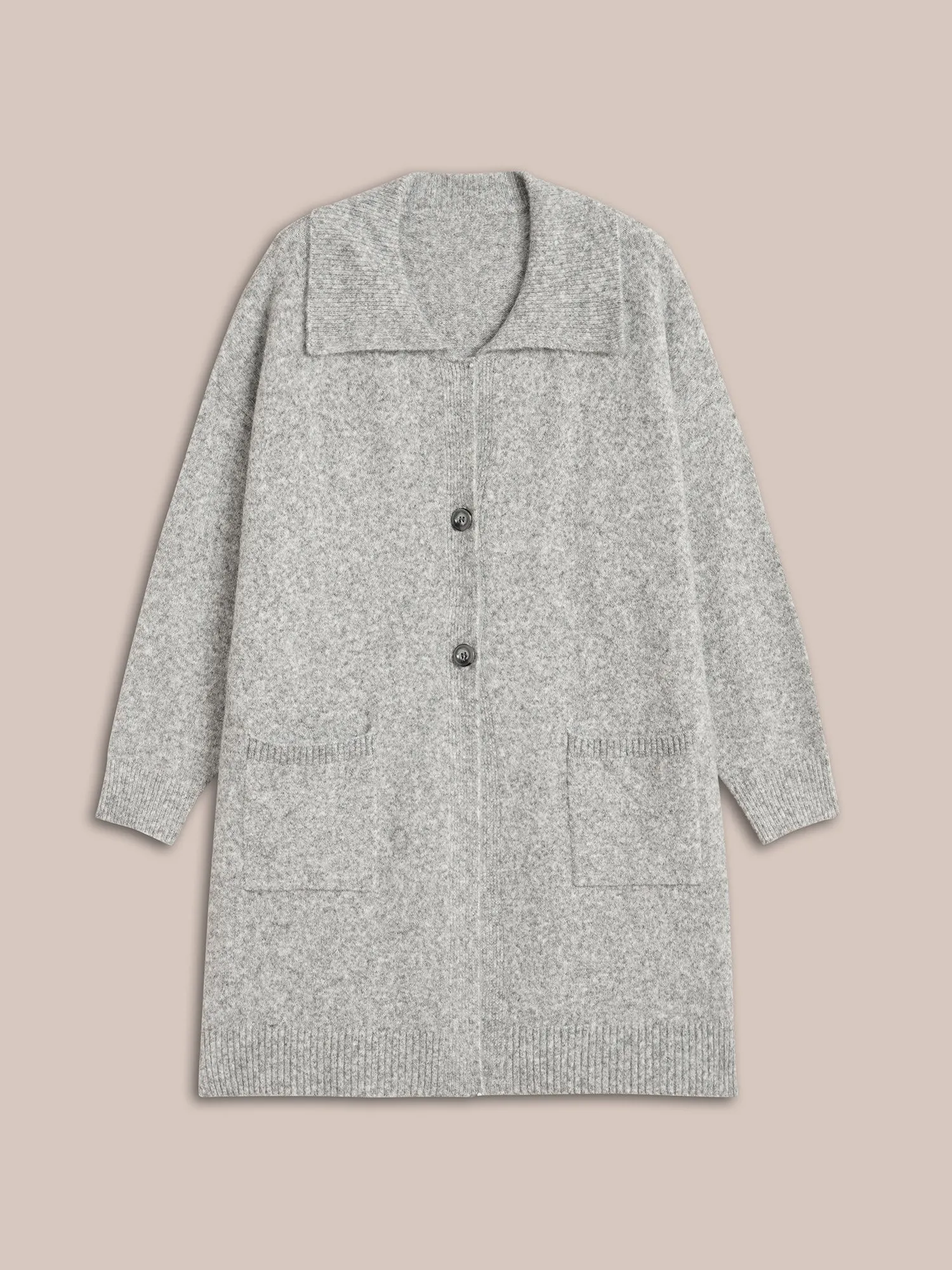 Airy Cozy Lapel Collar Pocket Wool Cardigan