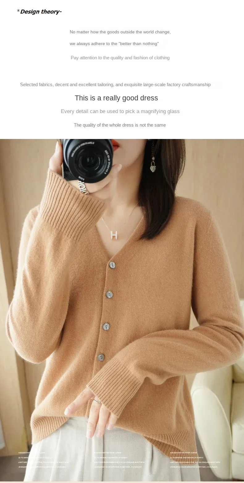 All Season 'New Look'  V-Neck  Single Breasted  Button Cardigans with Long Sleeve