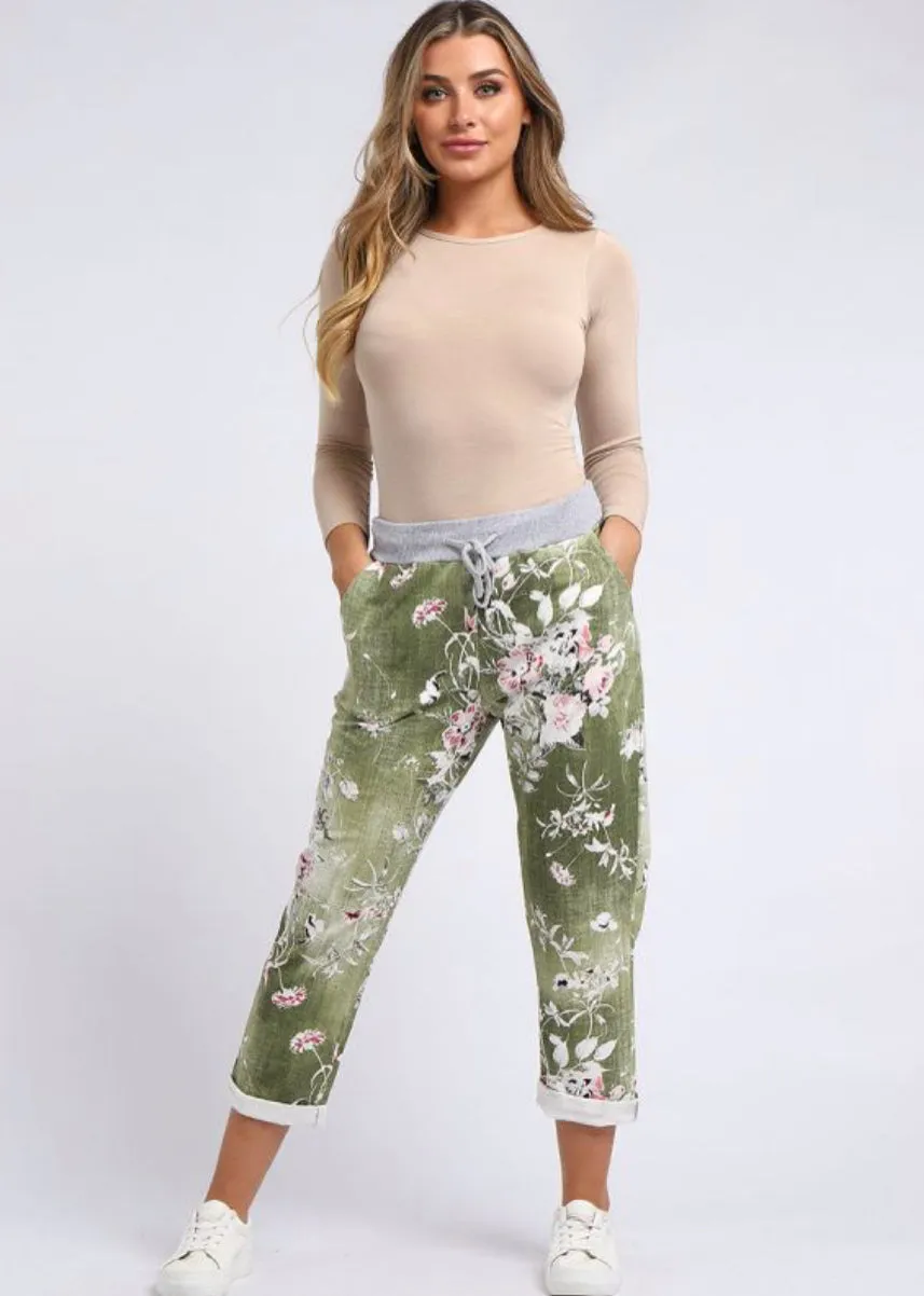 Anne   Kate Italian Rose Olive Pants 14-18