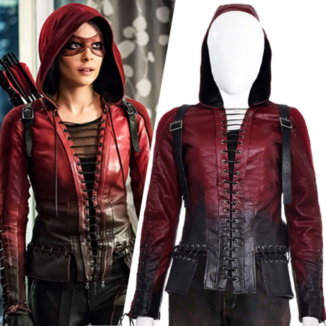 Arrow Season 4 Thea Queen Cosplay Leather Jacket, Authentic Handcrafted Leather Costume, Unique Gift for Comic Enthusiasts,