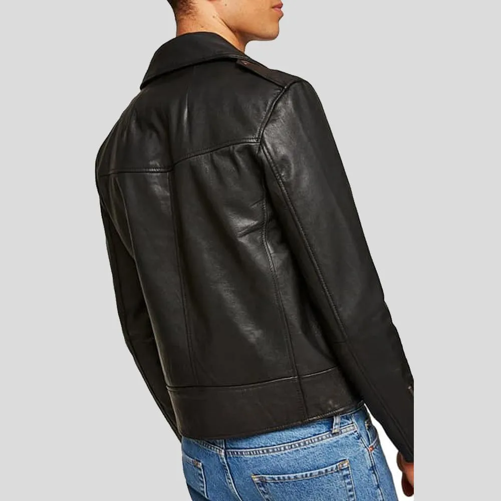 Aydan Black Motorcycle Leather Jacket for Men