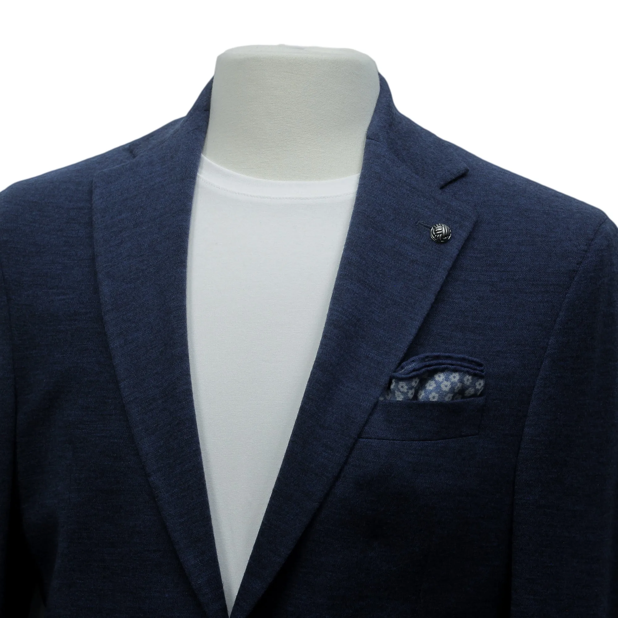 Blue Mélange Knit Hartford Contemporary Fit Wool-Stretch Sport Jacket - Jack Victor