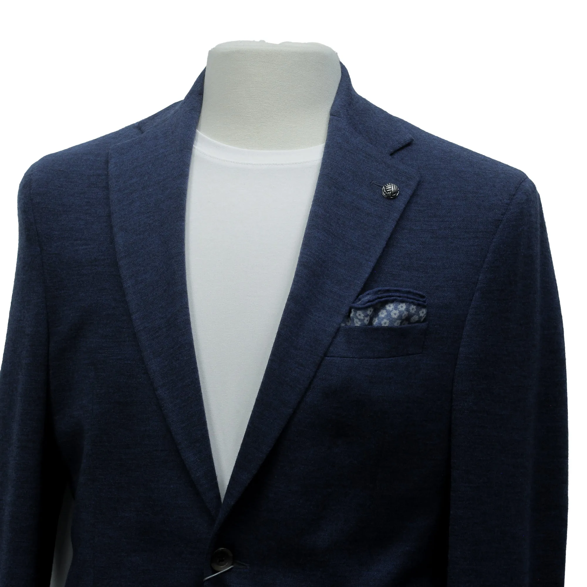 Blue Mélange Knit Hartford Contemporary Fit Wool-Stretch Sport Jacket - Jack Victor