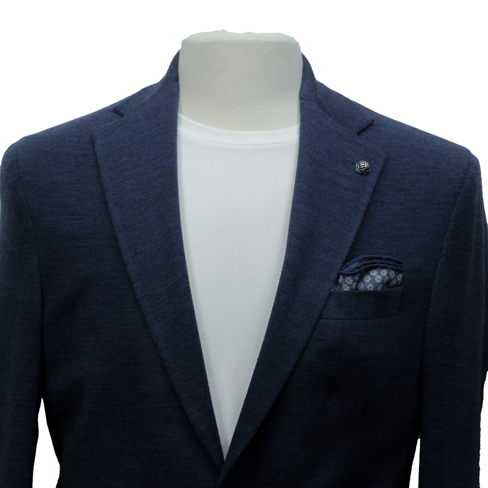 Blue Mélange Knit Hartford Contemporary Fit Wool-Stretch Sport Jacket - Jack Victor