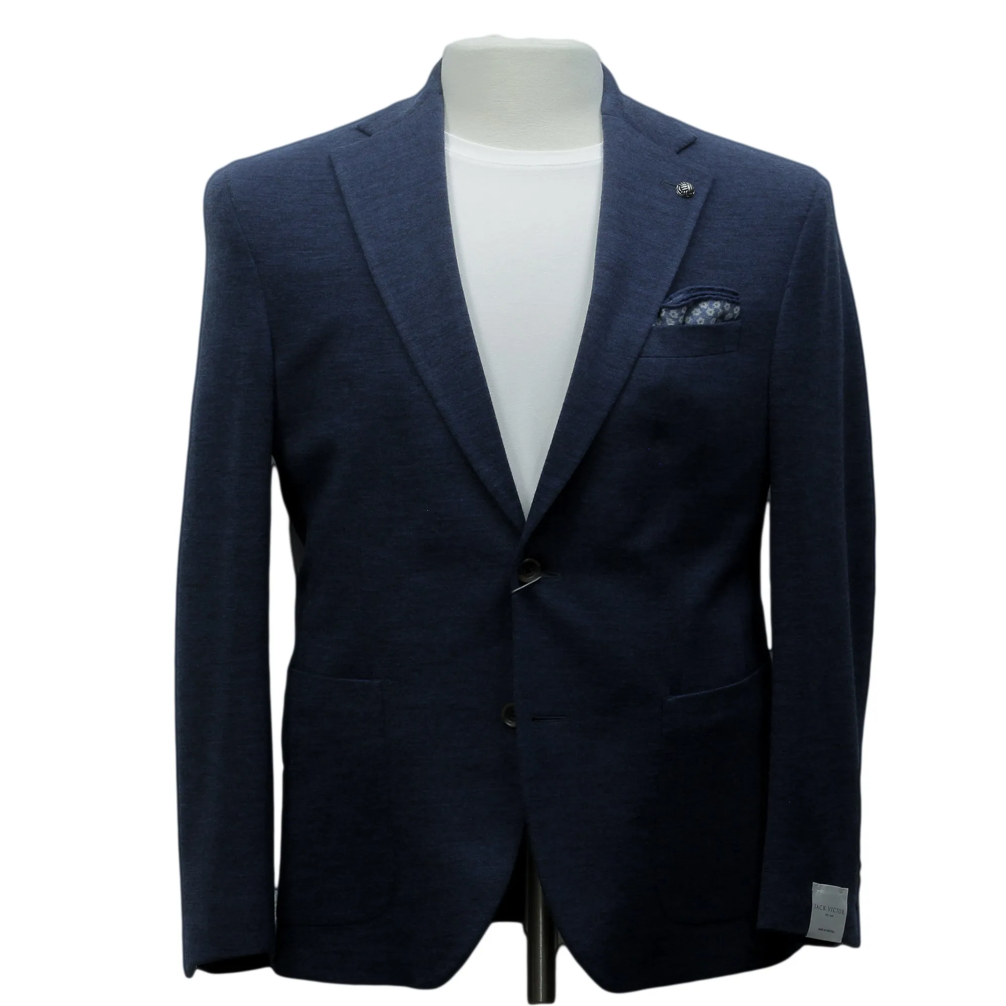 Blue Mélange Knit Hartford Contemporary Fit Wool-Stretch Sport Jacket - Jack Victor