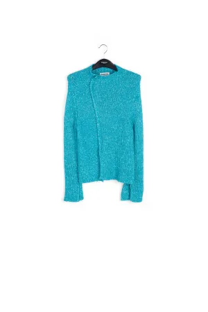 Blue mélange turtleneck knit sweater