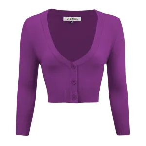 Cropped Cardigan - Purple