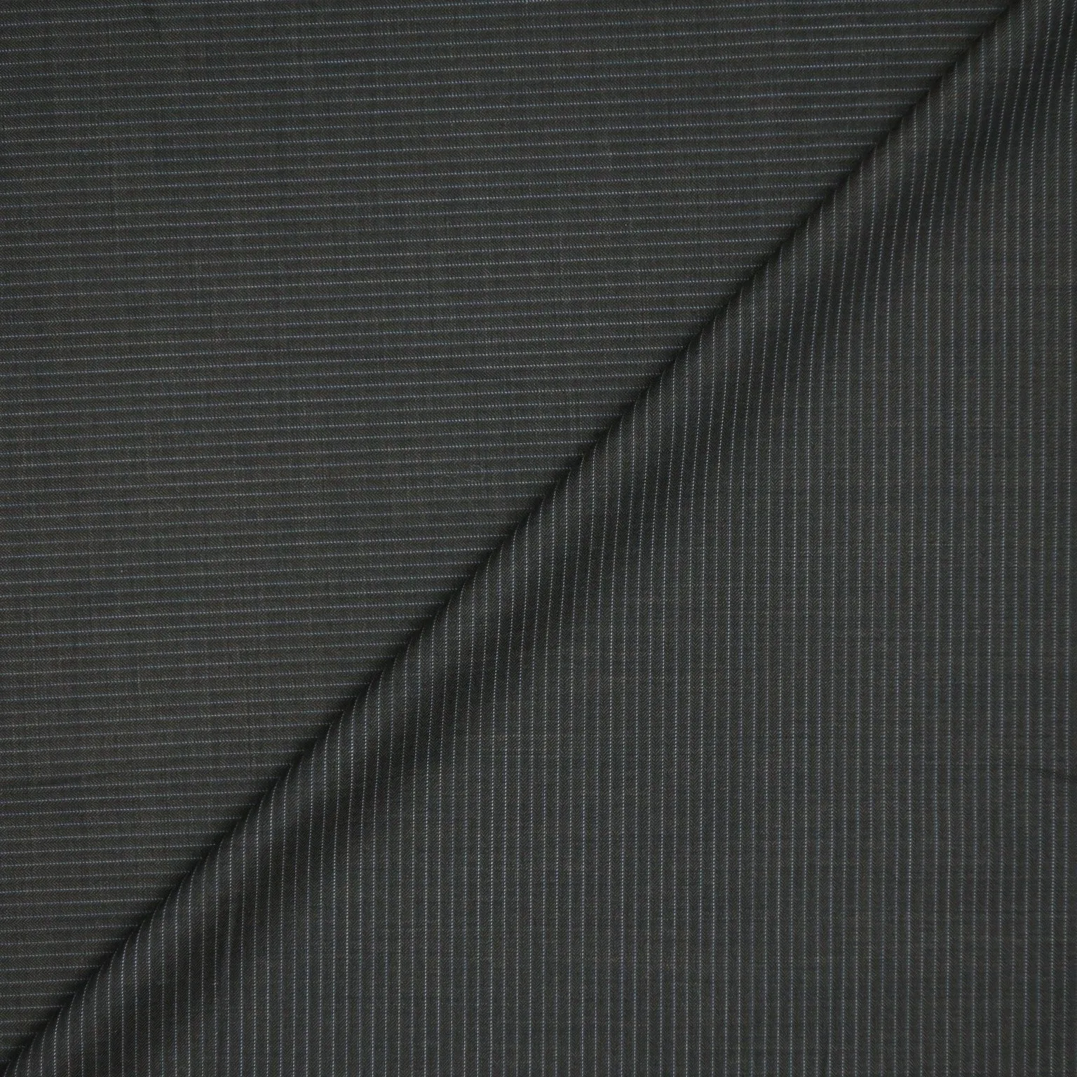 Dark Grey Striped Super 120's Wool and Cashmere Suiting Fabric