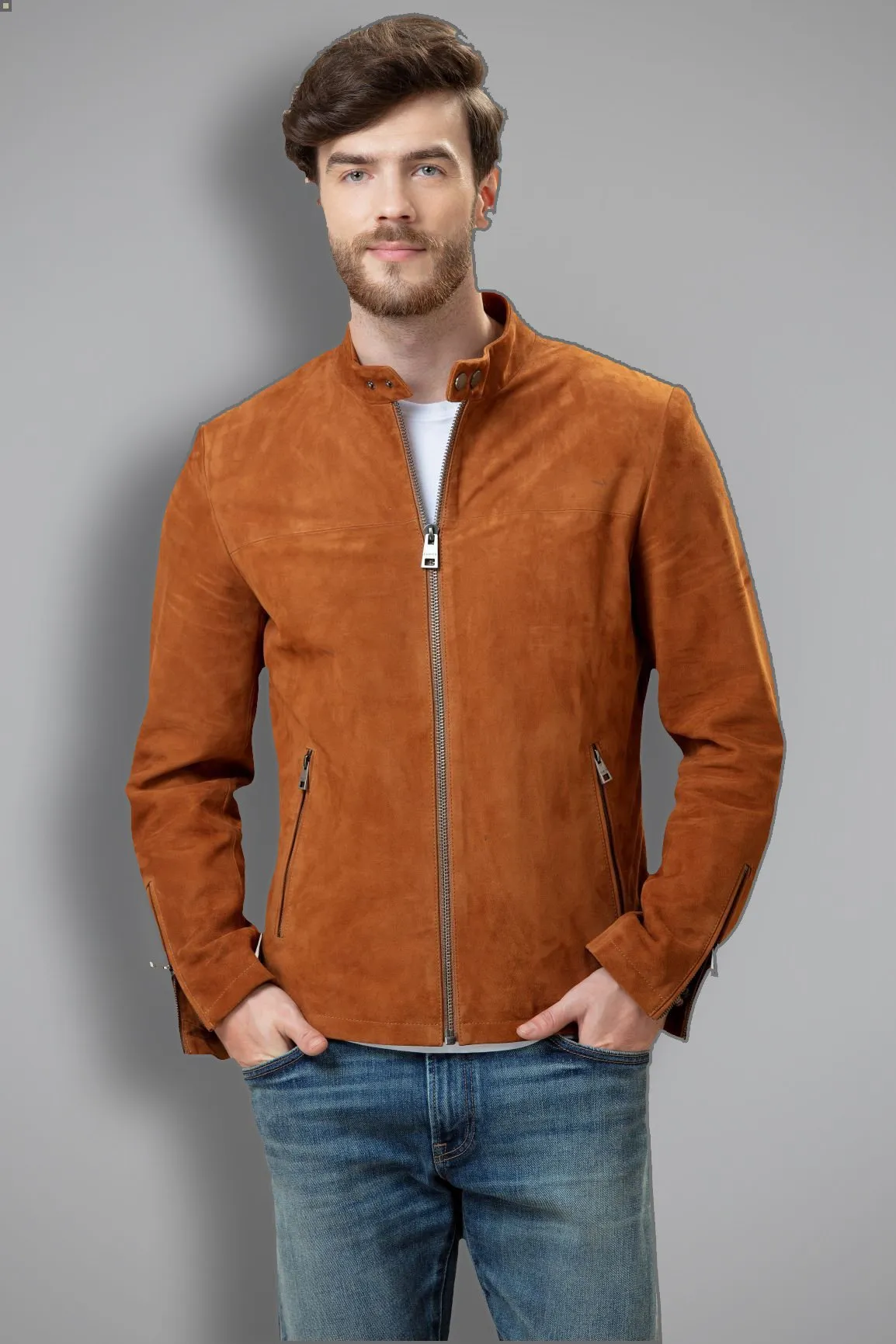 Desert Suede Bomber Stylish Leather Jacket by TJS