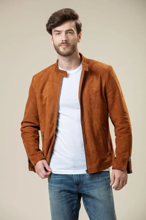 Desert Suede Bomber Stylish Leather Jacket by TJS