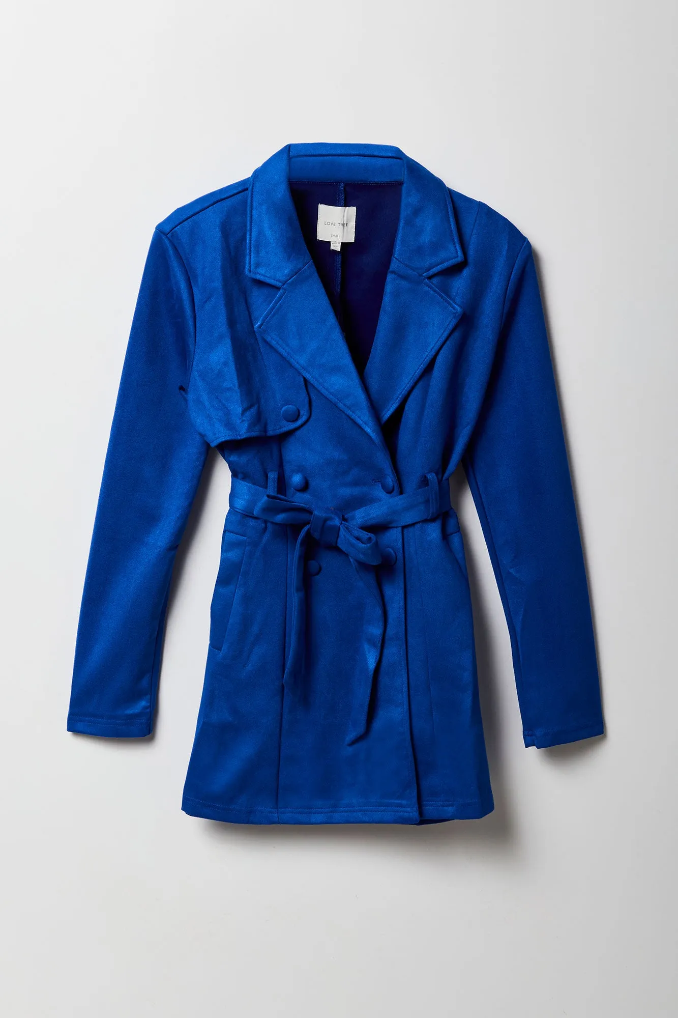 Faux Suede Trench Coat