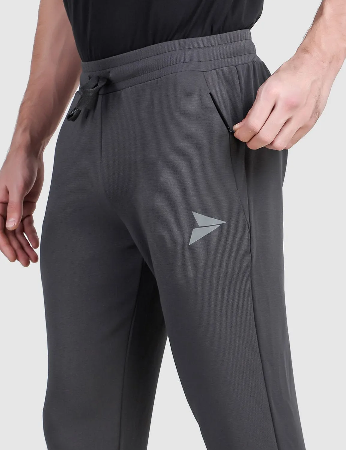 Fitinc Grey Trackpant with Concealed Zipper Pockets