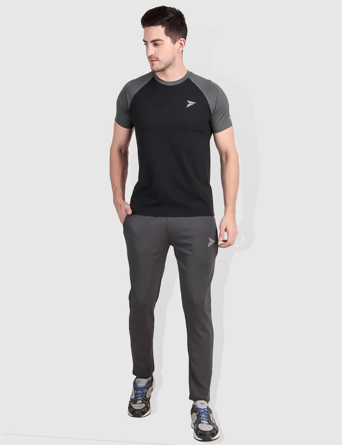 Fitinc Grey Trackpant with Concealed Zipper Pockets