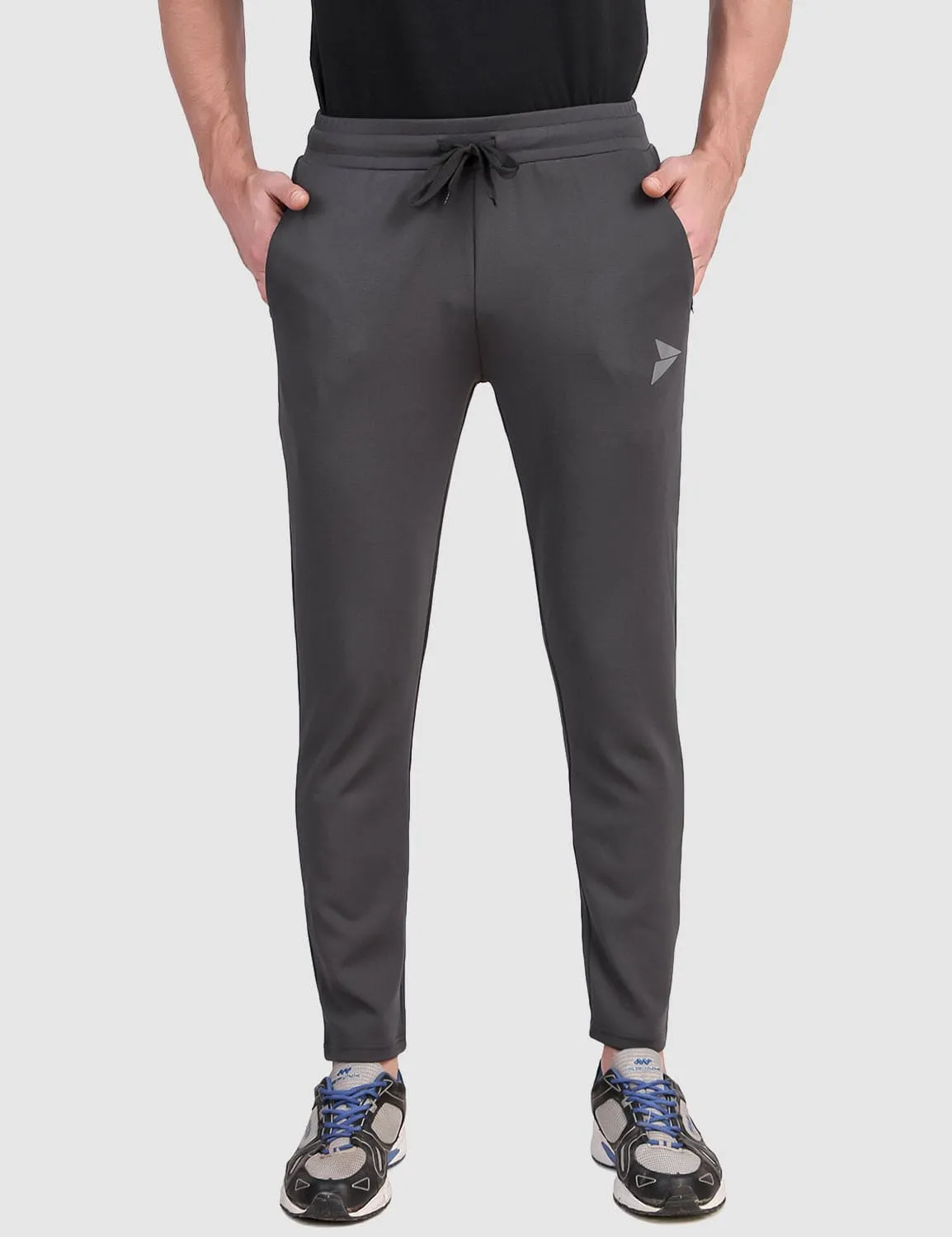 Fitinc Grey Trackpant with Concealed Zipper Pockets