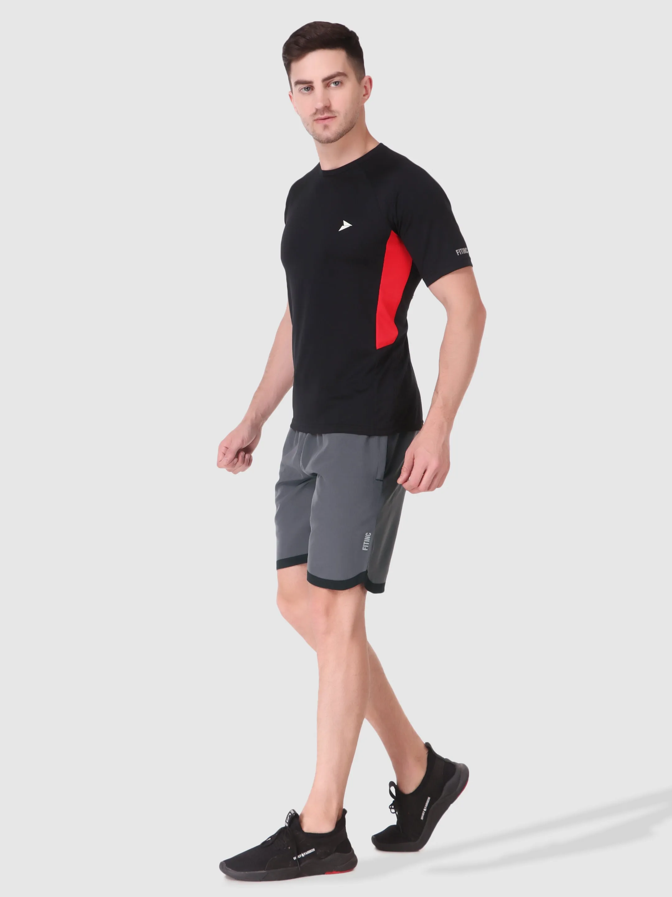 Fitinc N.S Lycra Grey Shorts for Men with Zipper Pockets