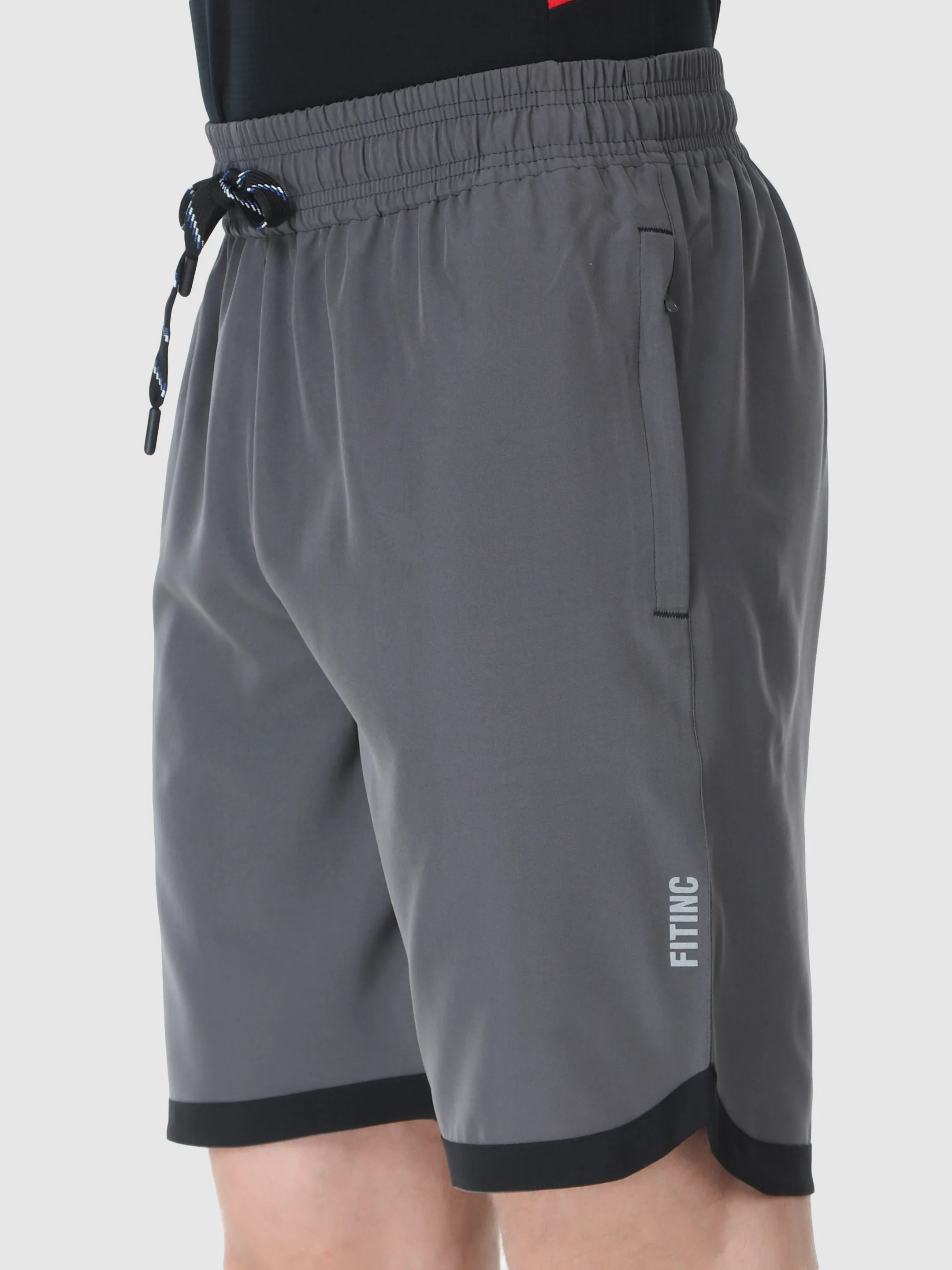 Fitinc N.S Lycra Grey Shorts for Men with Zipper Pockets