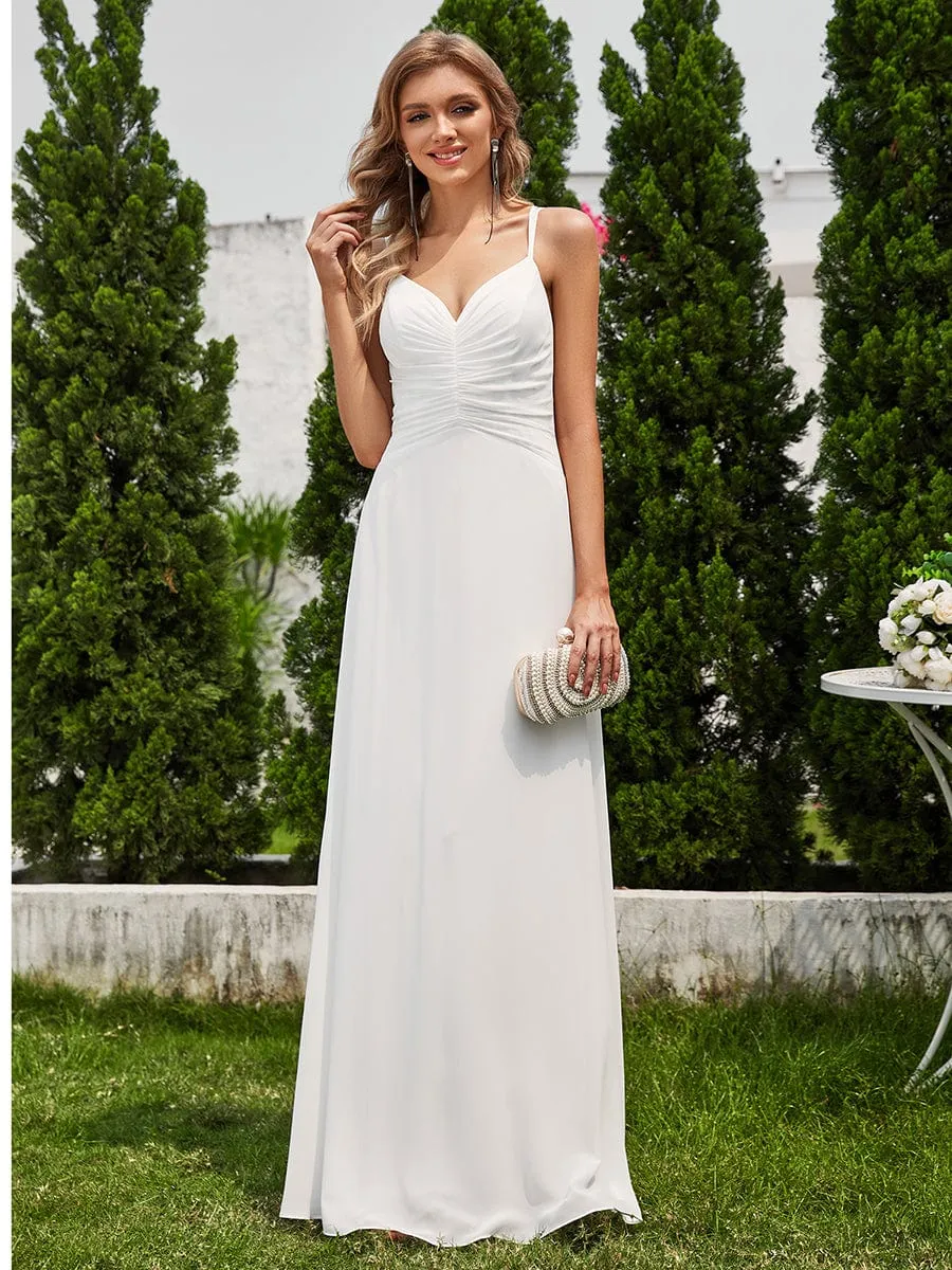 Flowy Pleated Chiffon Bridesmaid Dress with Adjustable Straps