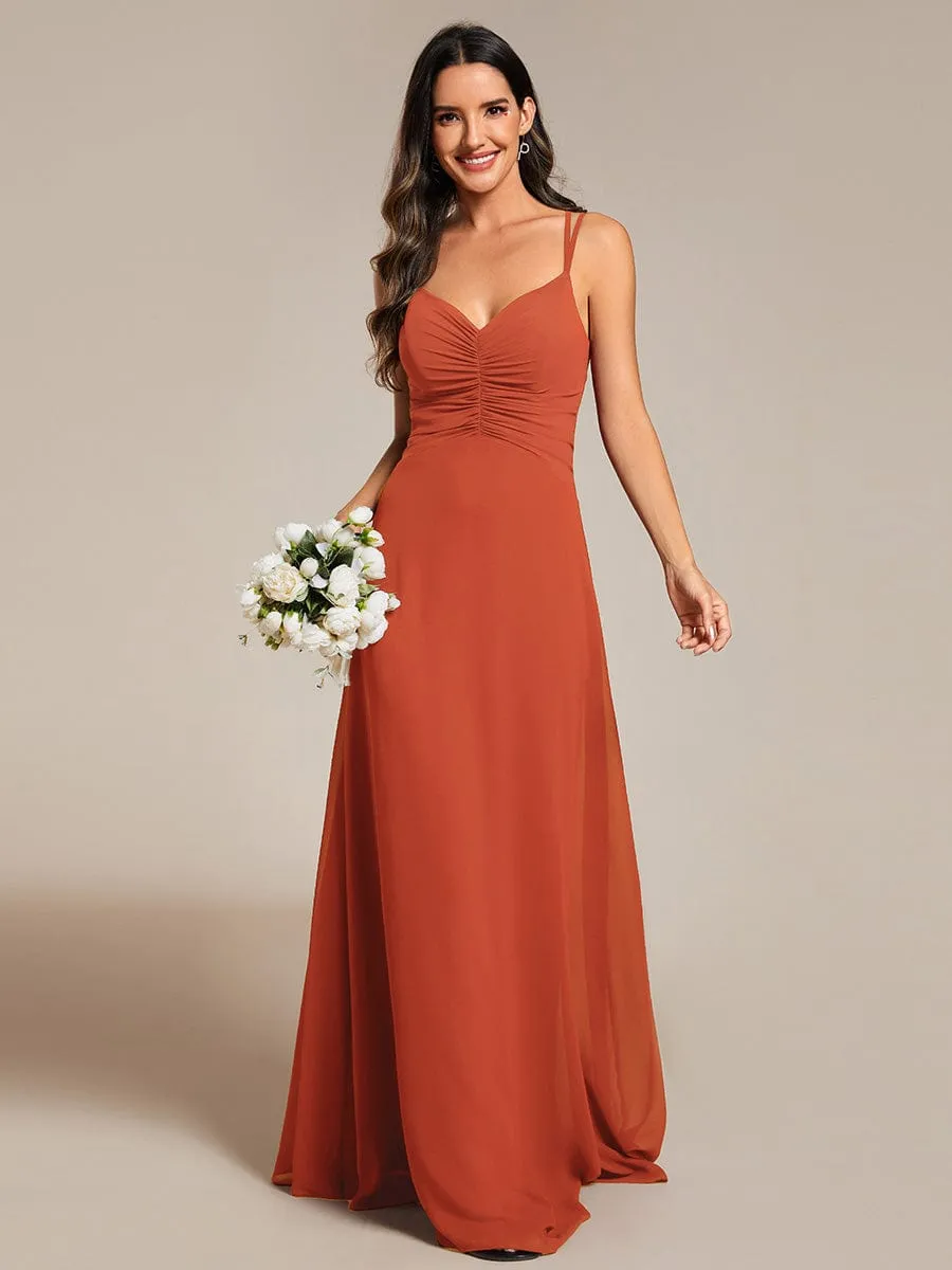 Flowy Pleated Chiffon Bridesmaid Dress with Adjustable Straps