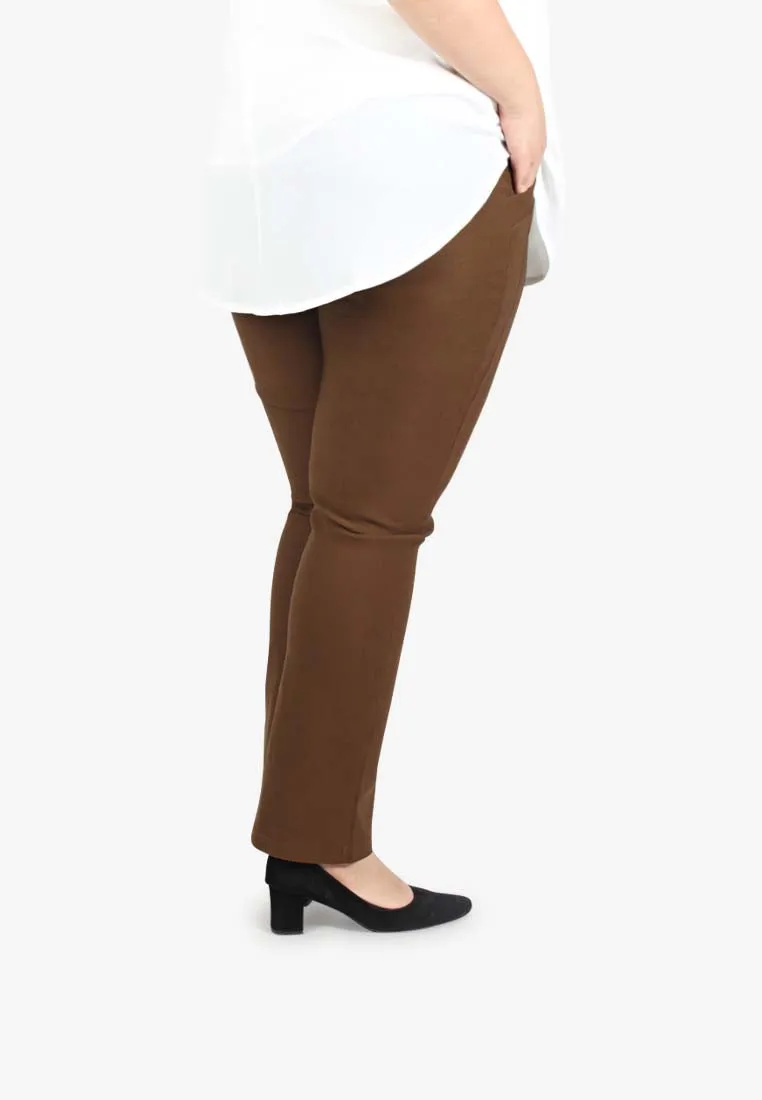 Gracie FLEXI Straight Cut Pants [TALL] - Brown