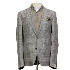 Gray Check Loro Piana Wool-Silk-Linen Midland Contemporary Fit Sport Jacket - Jack Victor