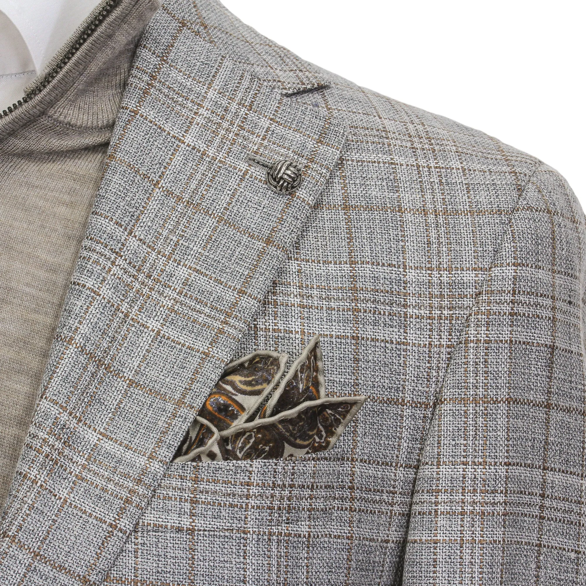 Gray Check Loro Piana Wool-Silk-Linen Midland Contemporary Fit Sport Jacket - Jack Victor