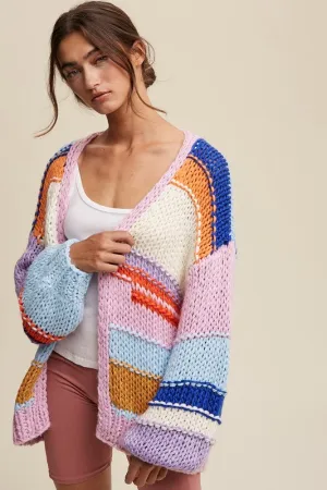 Hand Knit Striped Cardigan