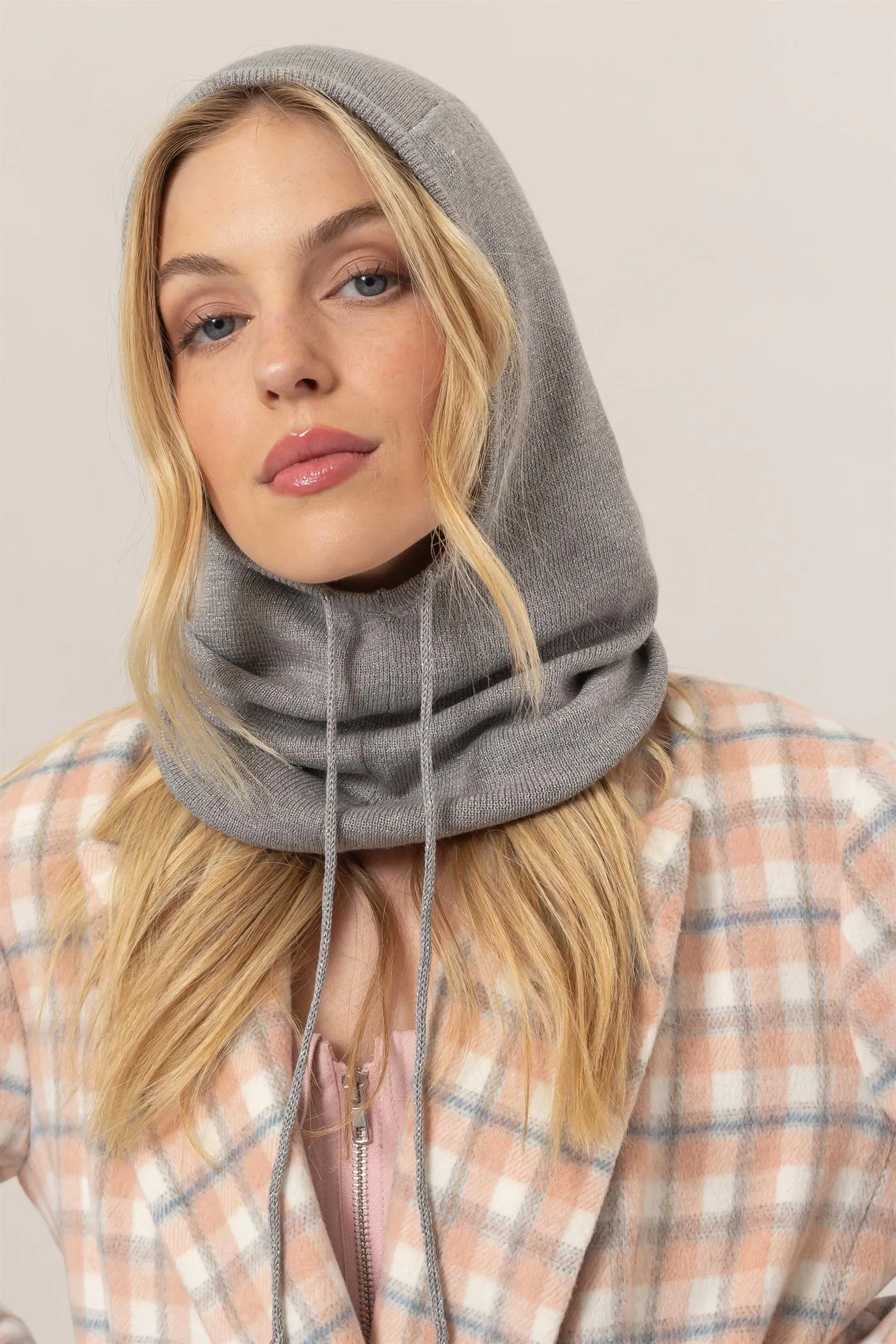 HF24F852-Balaclava Knit Hood Scarf