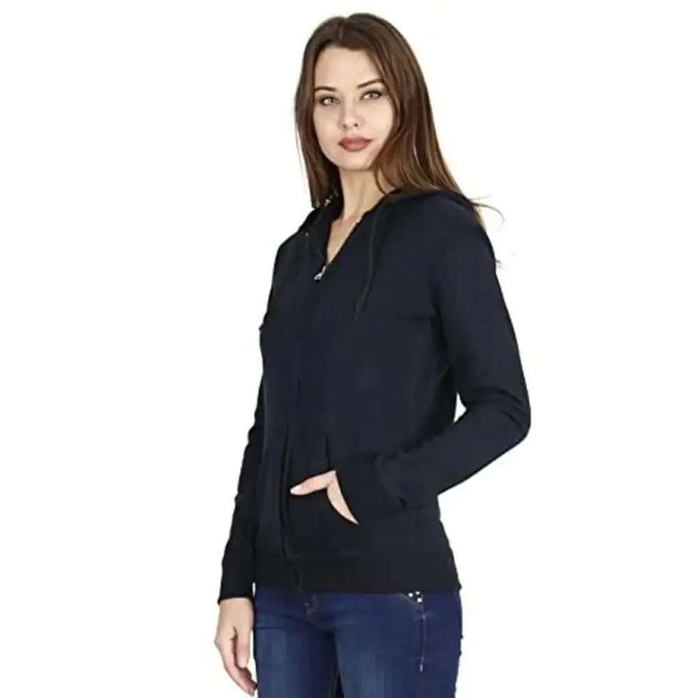 Ideation Women's Cotton Hooded Neck, Zipper and Round Neck Hoodie