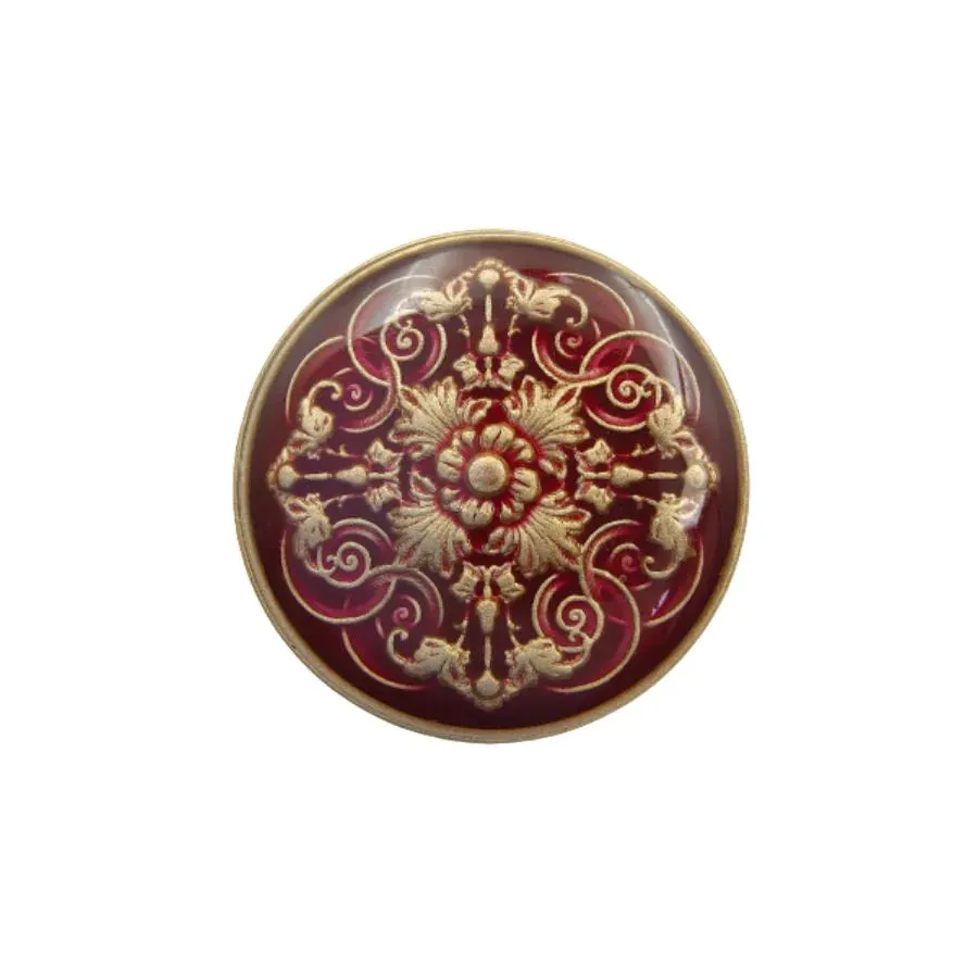 Intricate Floral Purple Lucite Embedded Enameled Coated Shank Metal Button (Pack of 8 Buttons)