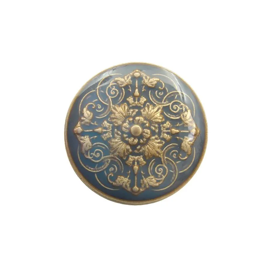 Intricate Floral Purple Lucite Embedded Enameled Coated Shank Metal Button (Pack of 8 Buttons)