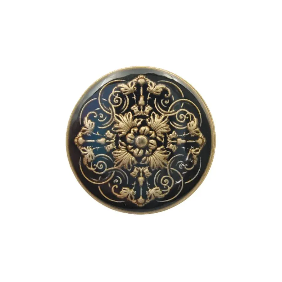 Intricate Floral Purple Lucite Embedded Enameled Coated Shank Metal Button (Pack of 8 Buttons)