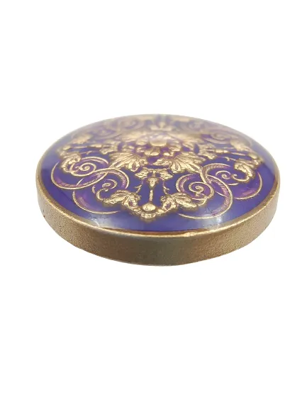 Intricate Floral Purple Lucite Embedded Enameled Coated Shank Metal Button (Pack of 8 Buttons)