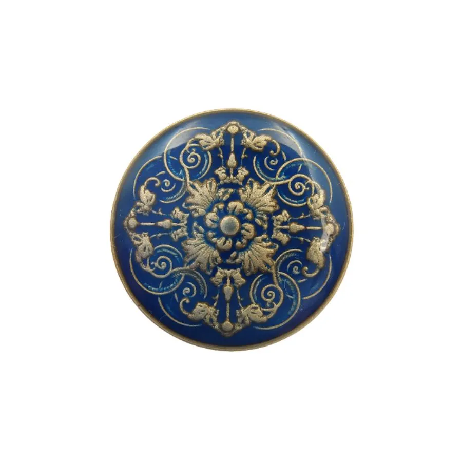 Intricate Floral Purple Lucite Embedded Enameled Coated Shank Metal Button (Pack of 8 Buttons)