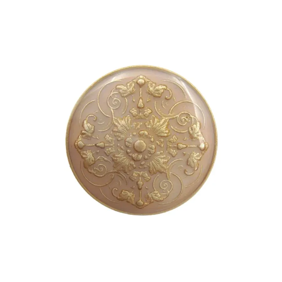 Intricate Floral Purple Lucite Embedded Enameled Coated Shank Metal Button (Pack of 8 Buttons)