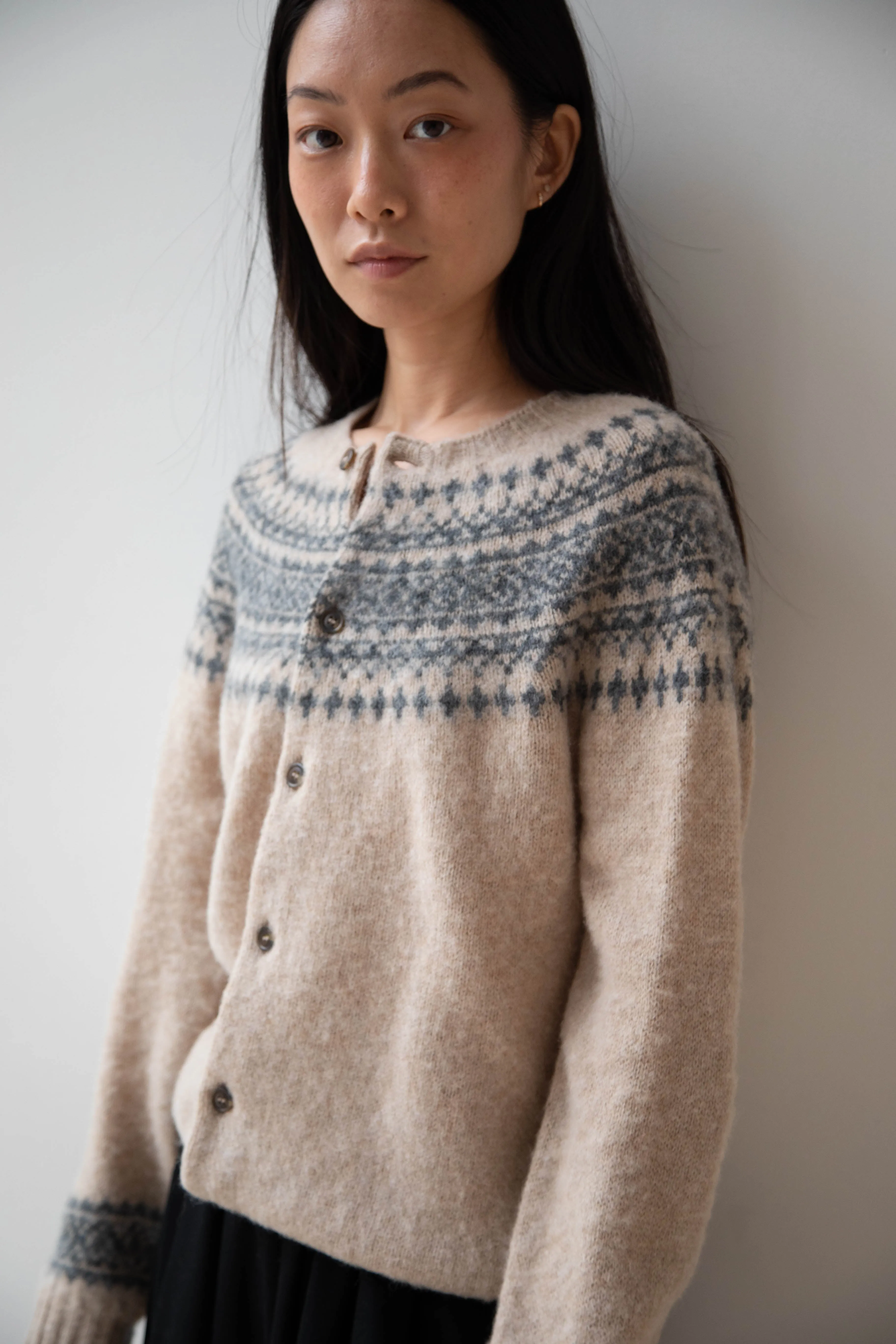 John Tulloch | Nordic Cardigan in Grey & Oatmilk