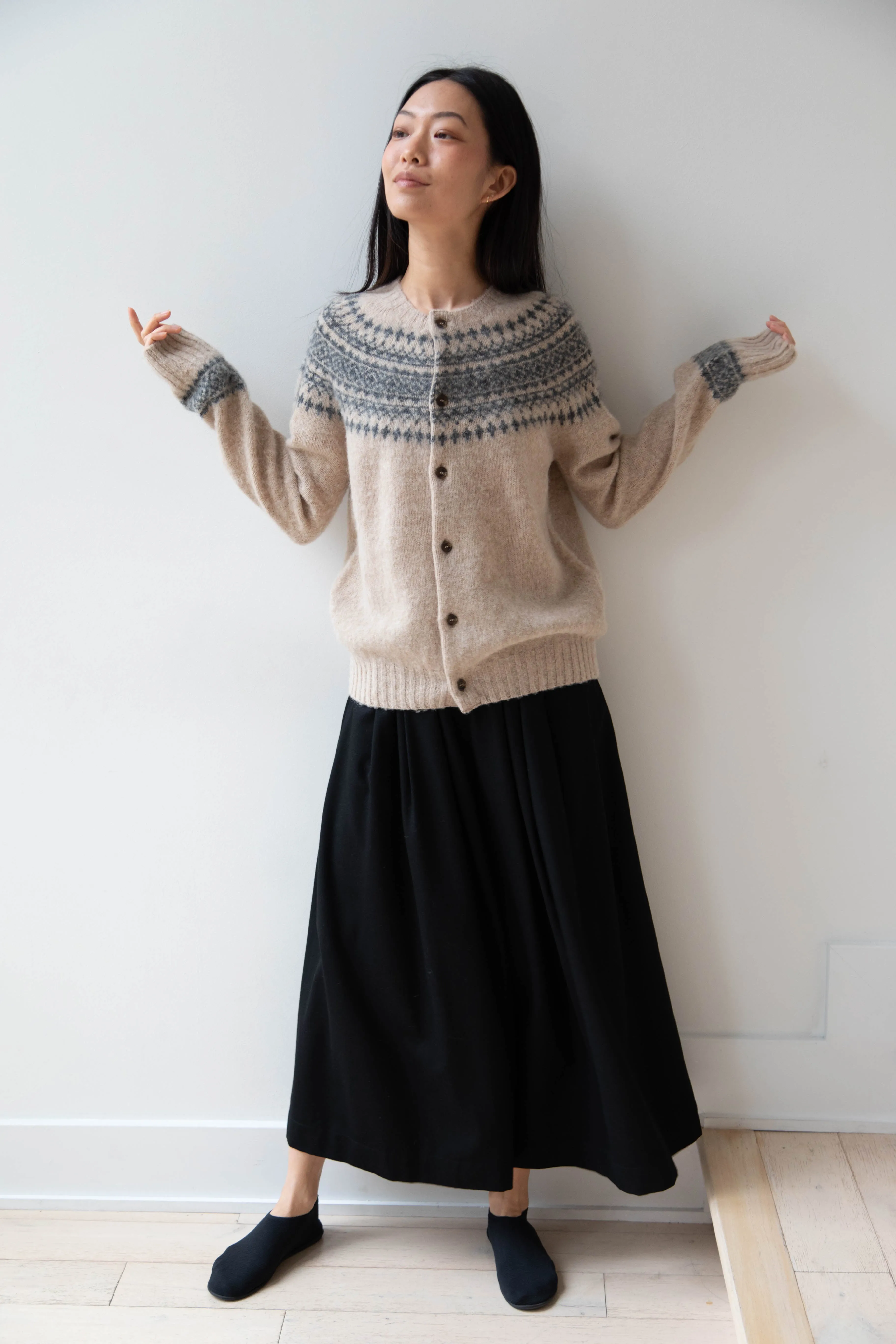 John Tulloch | Nordic Cardigan in Grey & Oatmilk