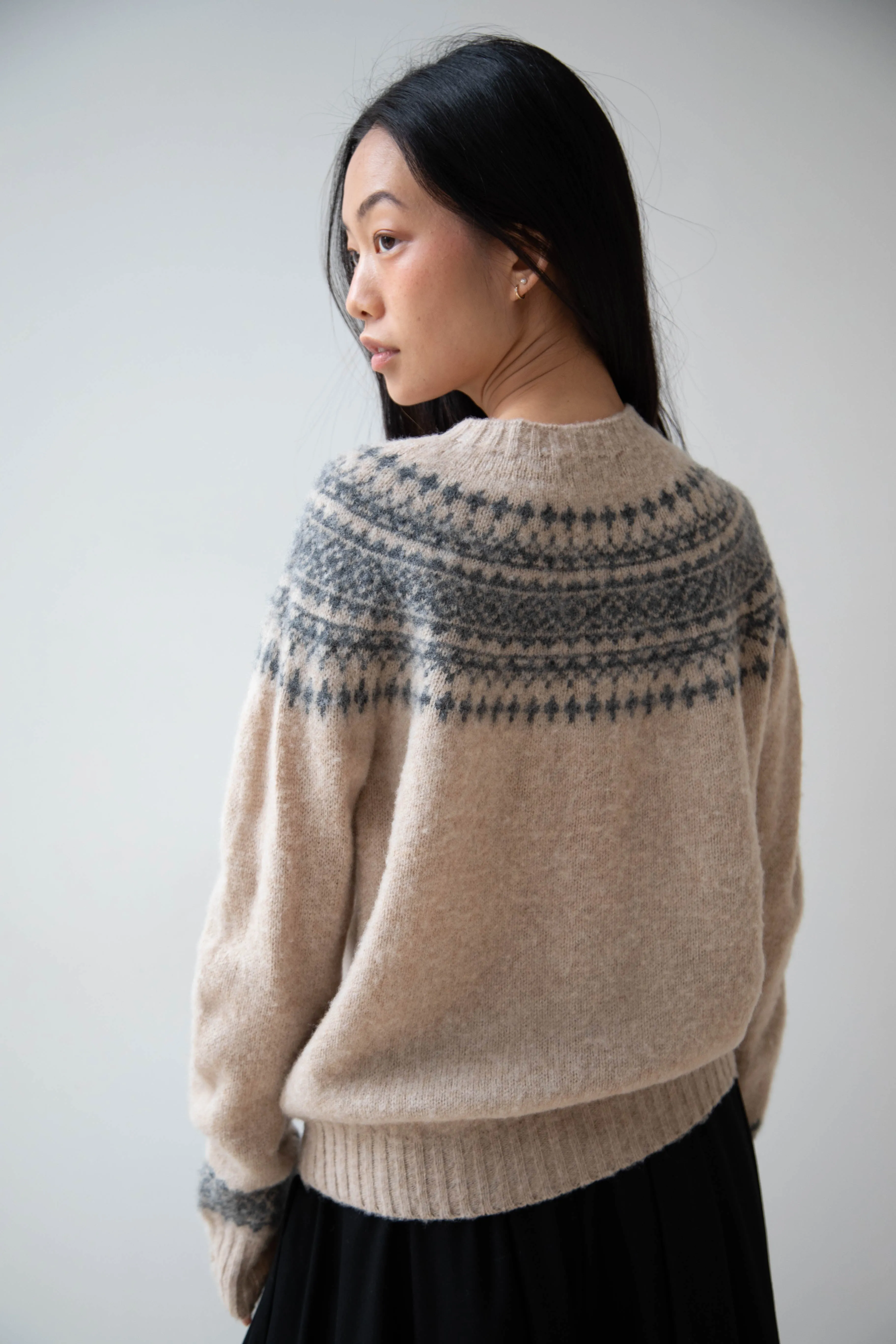 John Tulloch | Nordic Cardigan in Grey & Oatmilk