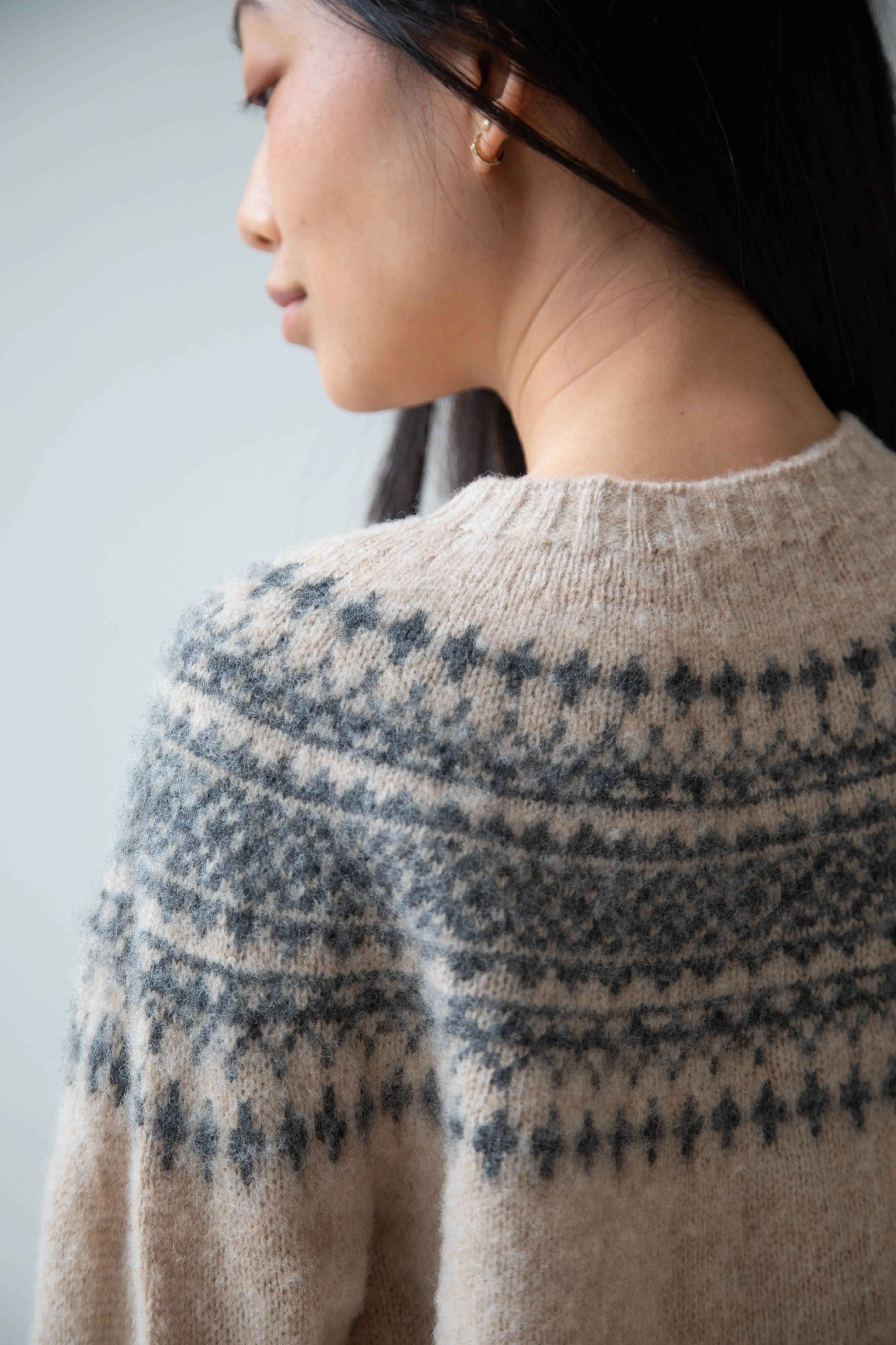 John Tulloch | Nordic Cardigan in Grey & Oatmilk