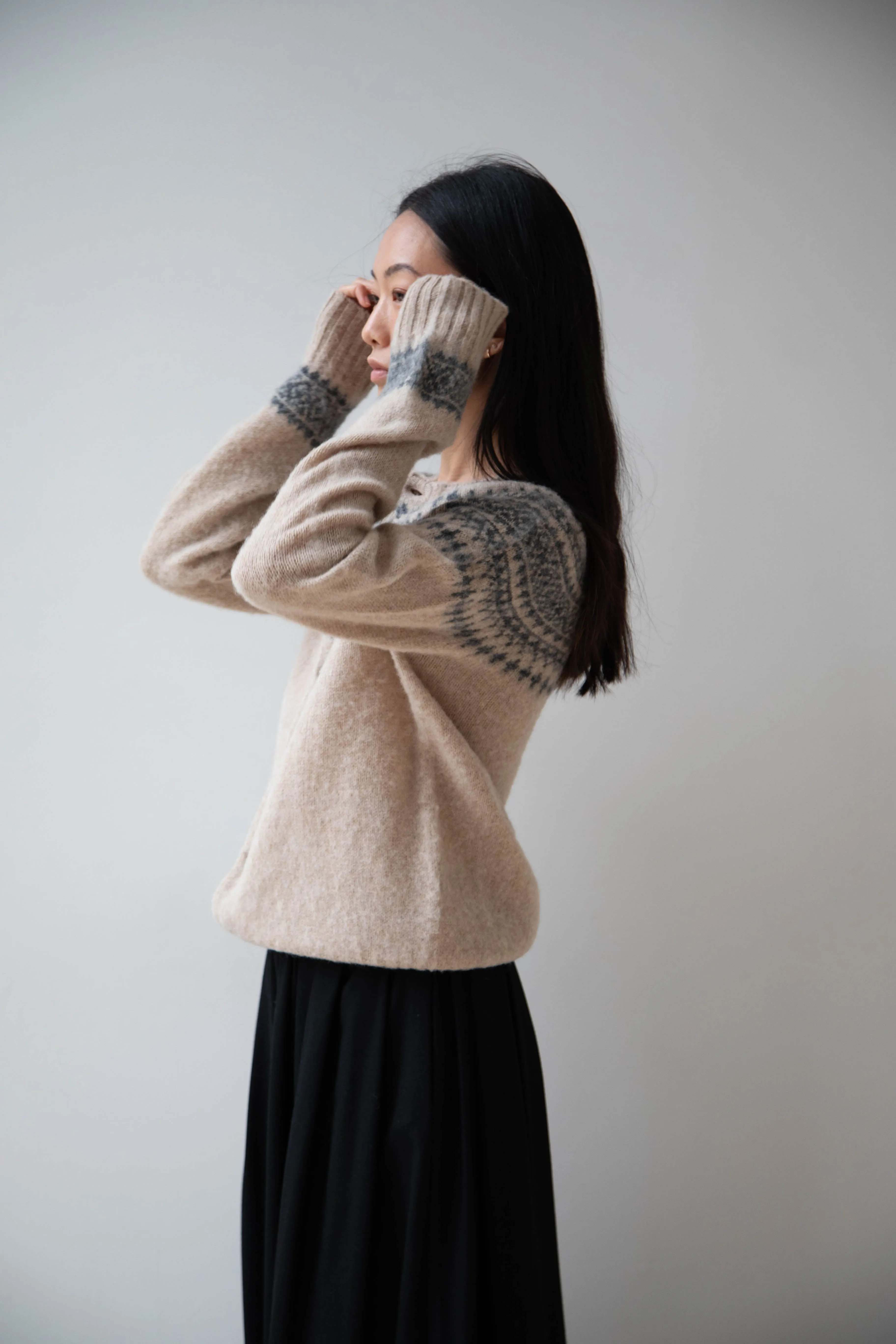 John Tulloch | Nordic Cardigan in Grey & Oatmilk