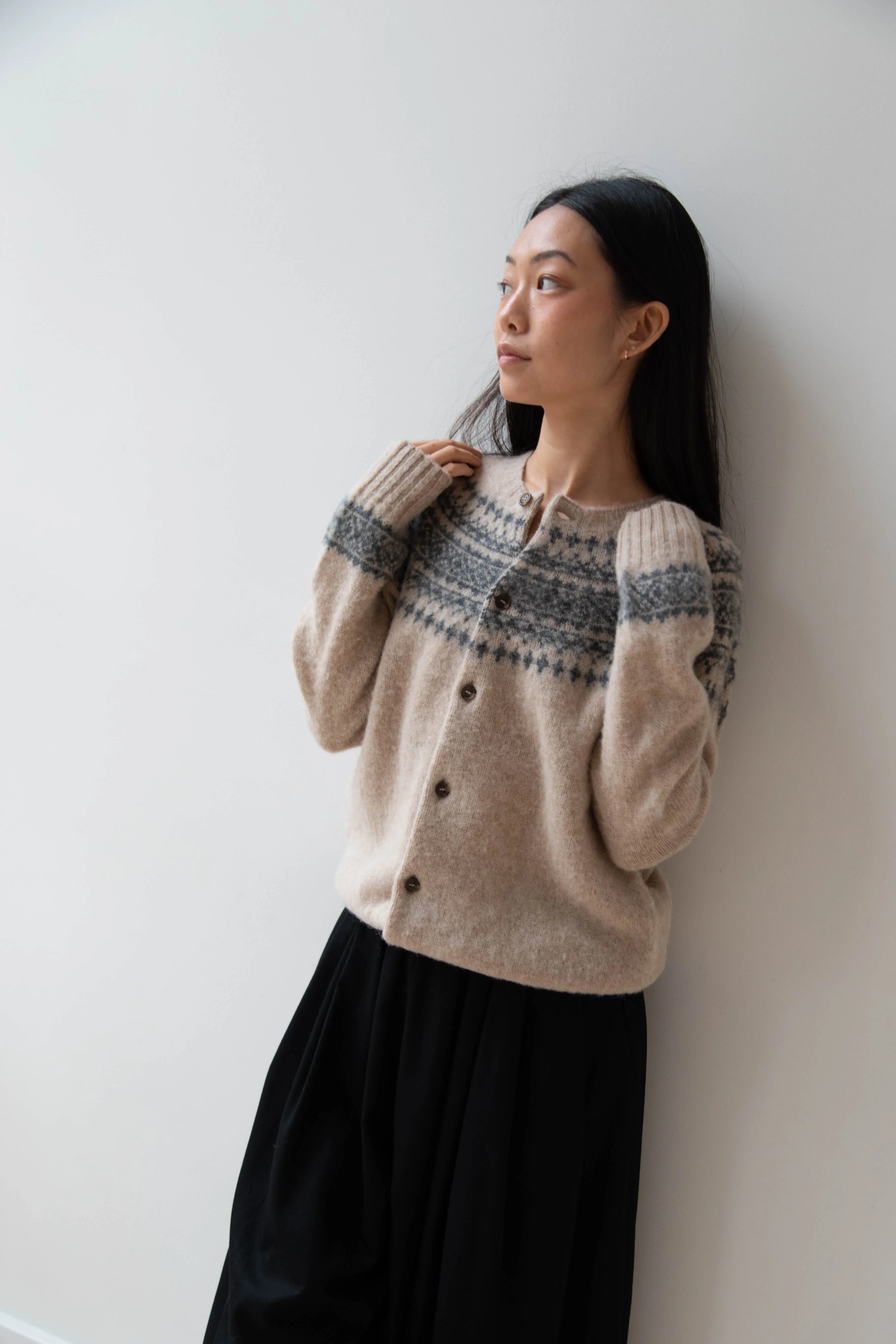 John Tulloch | Nordic Cardigan in Grey & Oatmilk