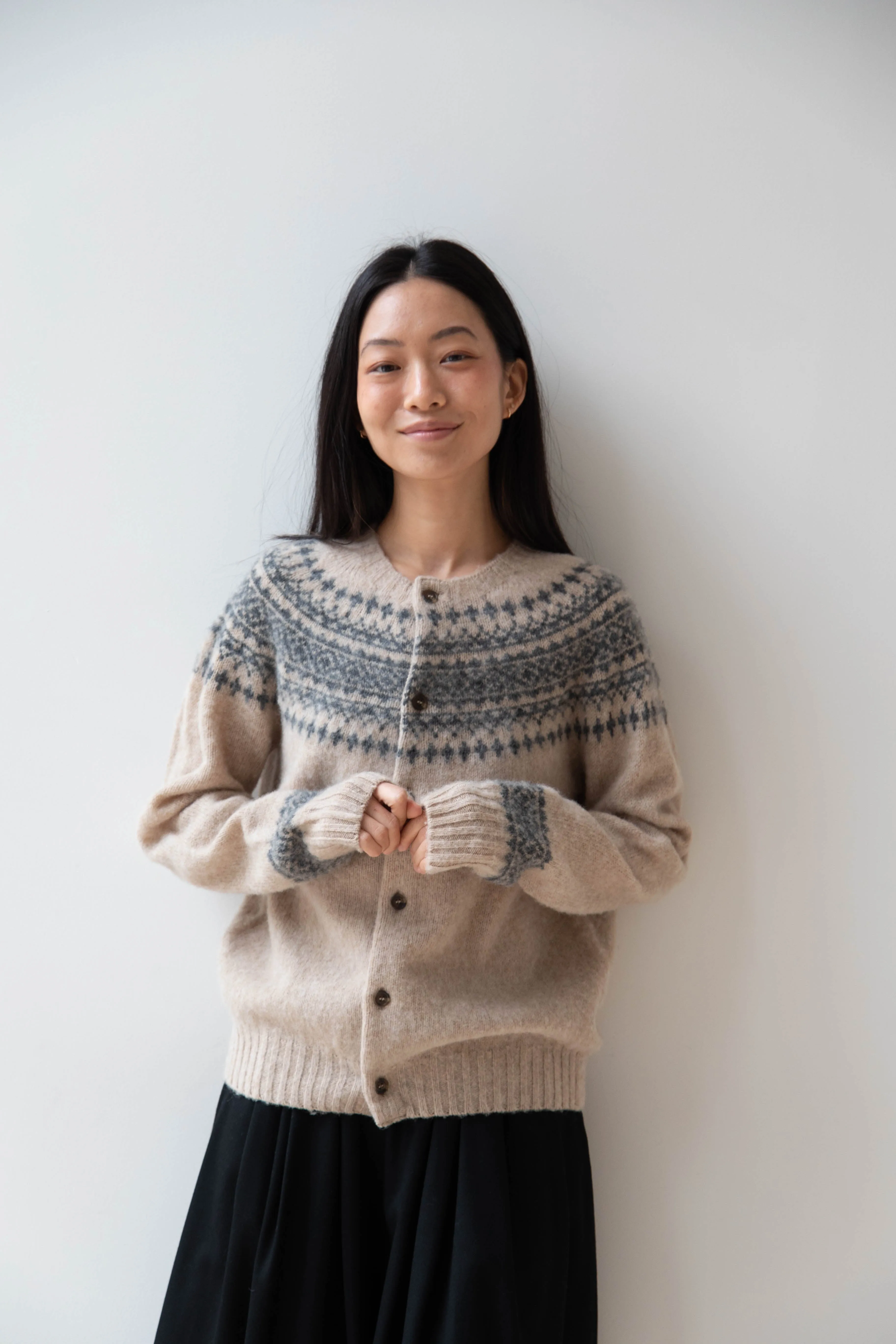 John Tulloch | Nordic Cardigan in Grey & Oatmilk