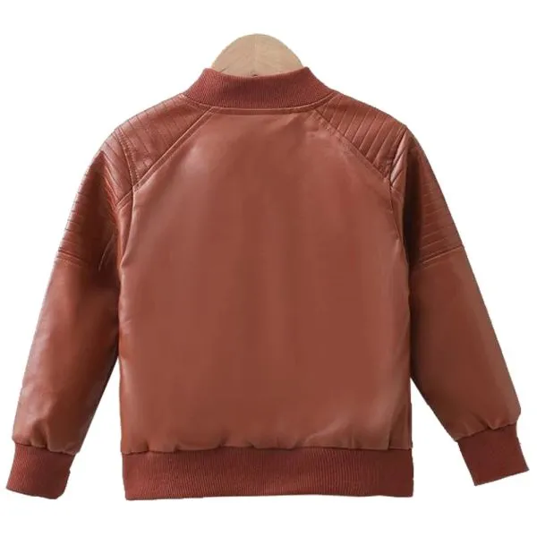 Kids Leather Bomber Jacket