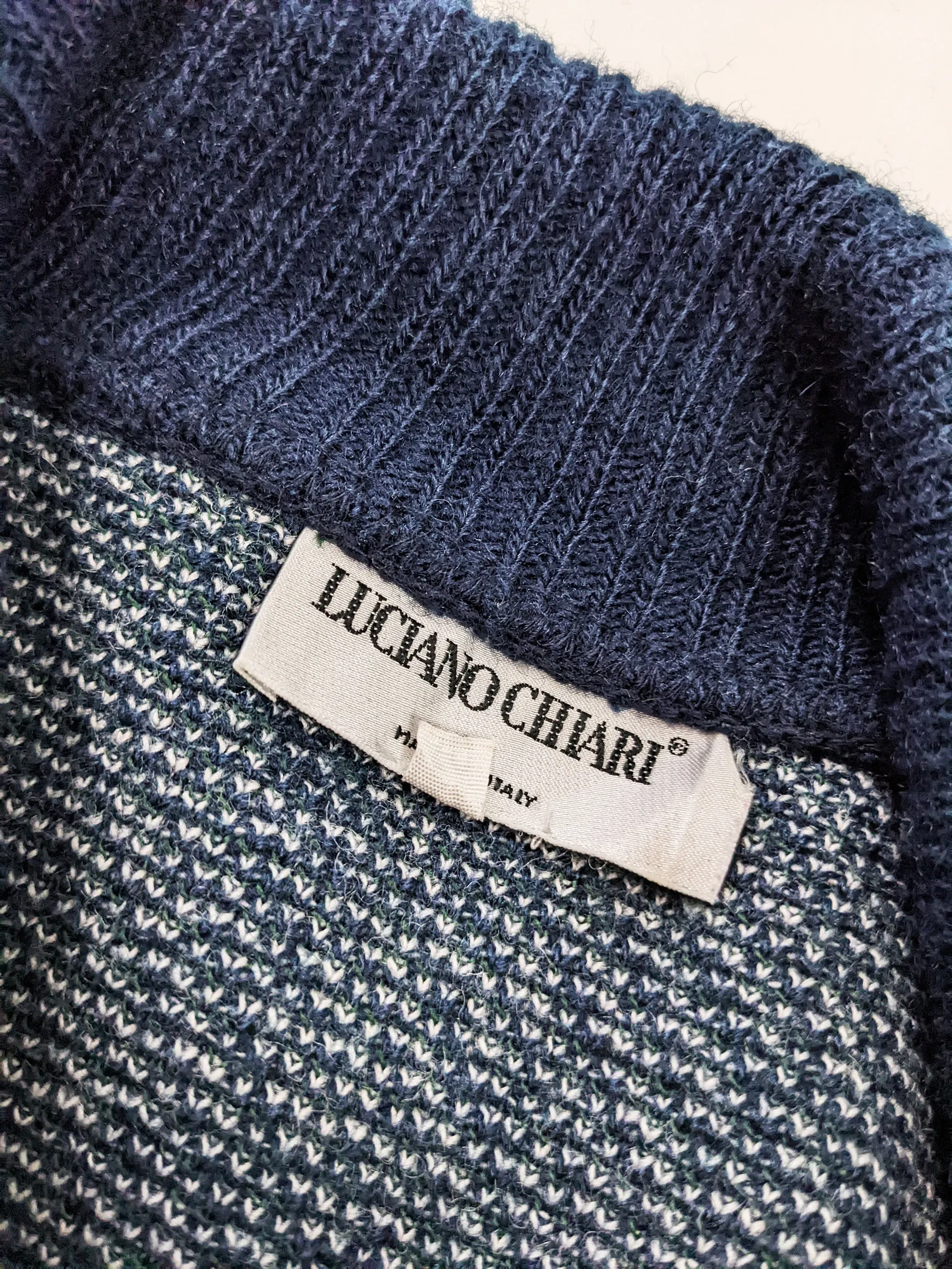 Luciano Chiari Vintage Mens Shawl Collar Jumper, 1980s