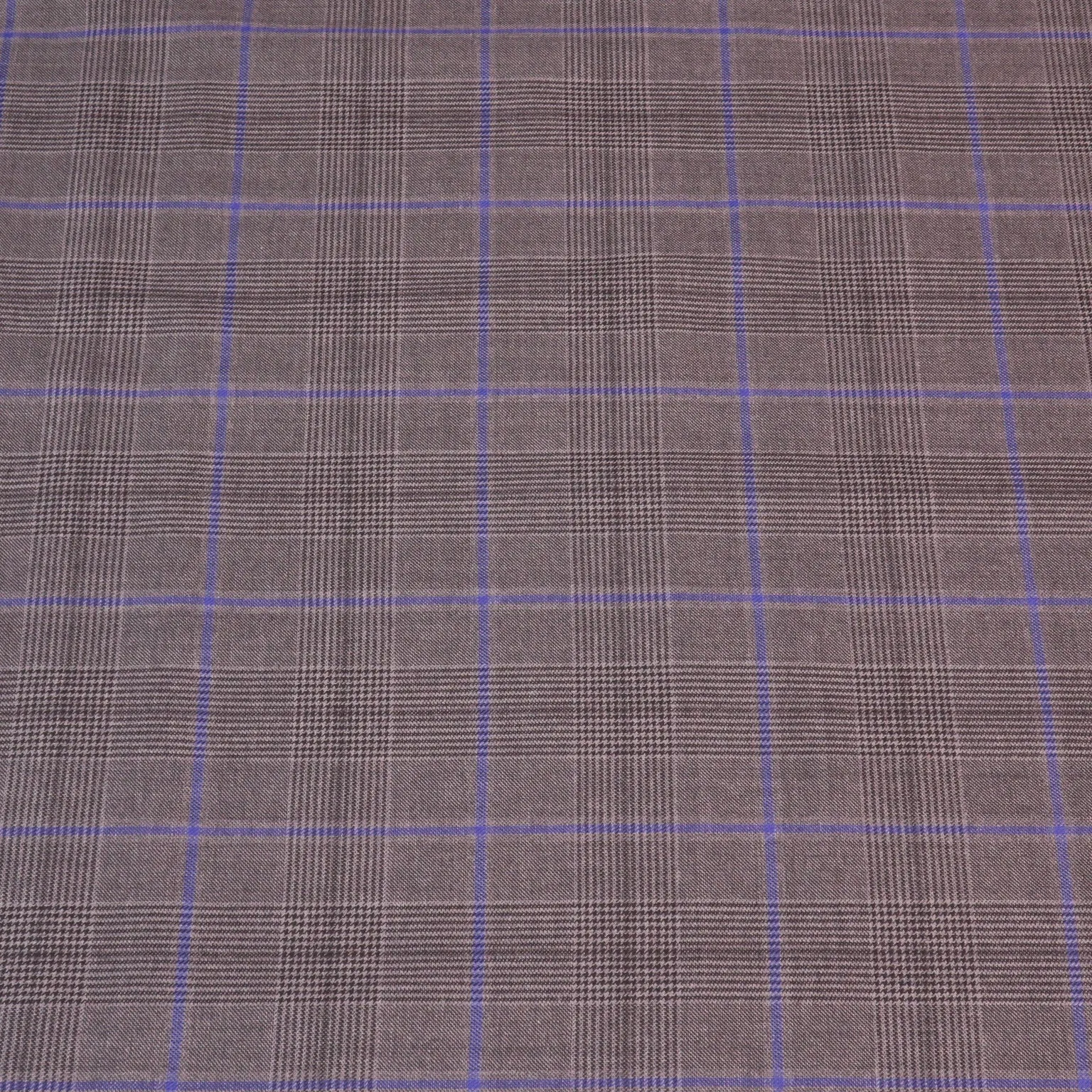 Medium Gray with Blue Windowpane Glen Wool Amadeus 365 Dormeuil Fabric