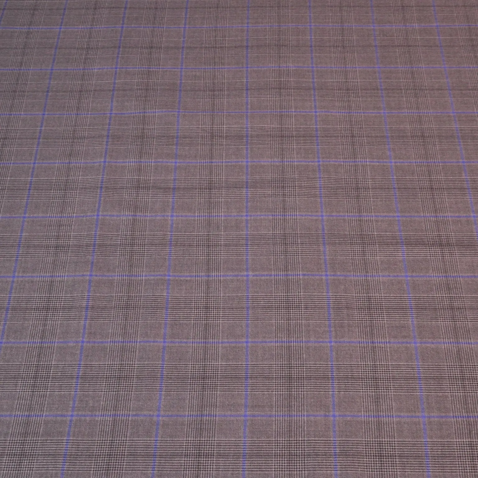 Medium Gray with Blue Windowpane Glen Wool Amadeus 365 Dormeuil Fabric