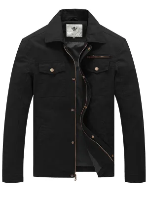 Men's Casual Canvas Cotton Military Lapel Jacket