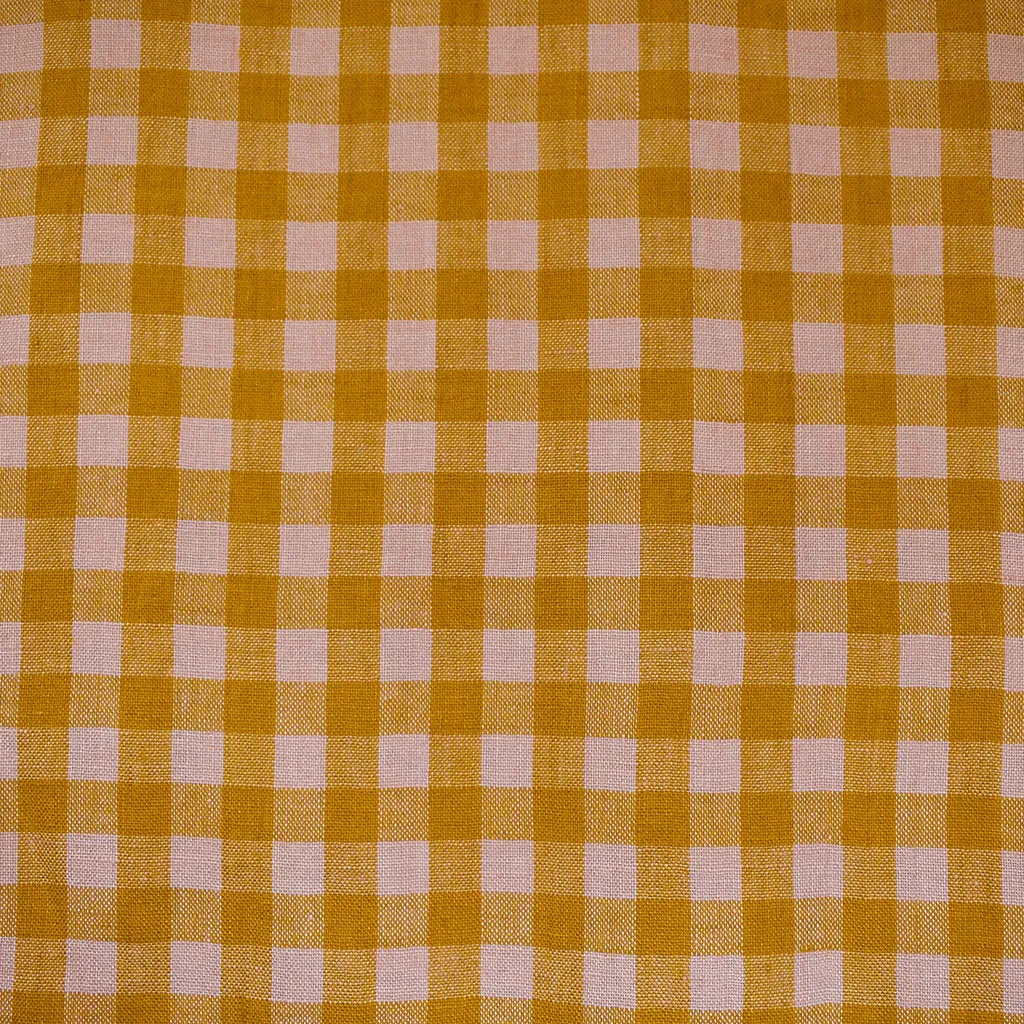 Merchant & Mills Wes Check Soft Washed Linen Turmeric/Blush