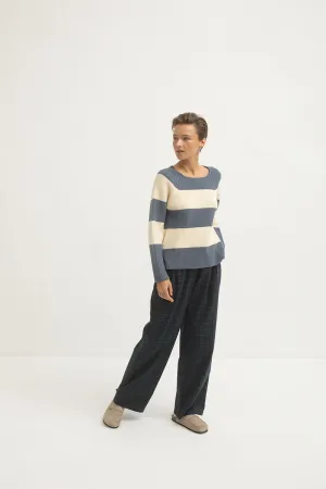 Mus & Bombon Vascao Boat Neck Sweater | Blue Stripe