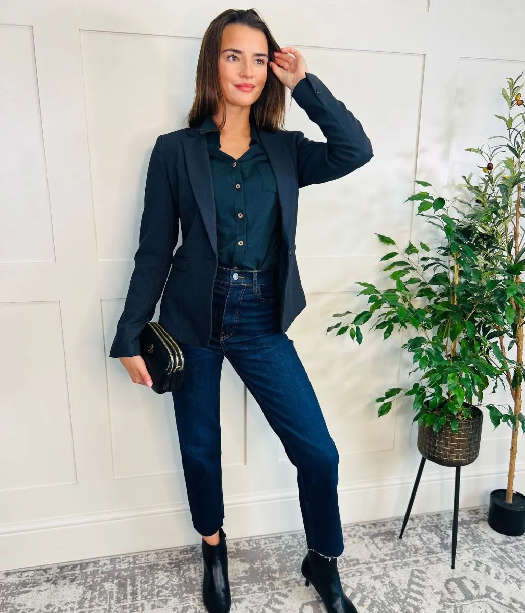 Navy Blue Single Breasted Blazer